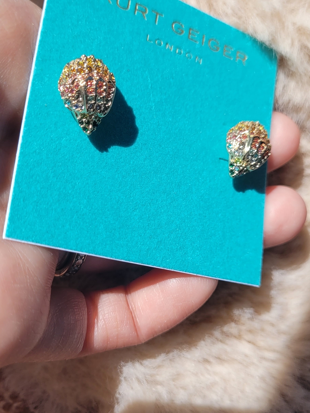 Kurt Geiger Multicolor Crystal Teardrop Stud Earrings in Gold